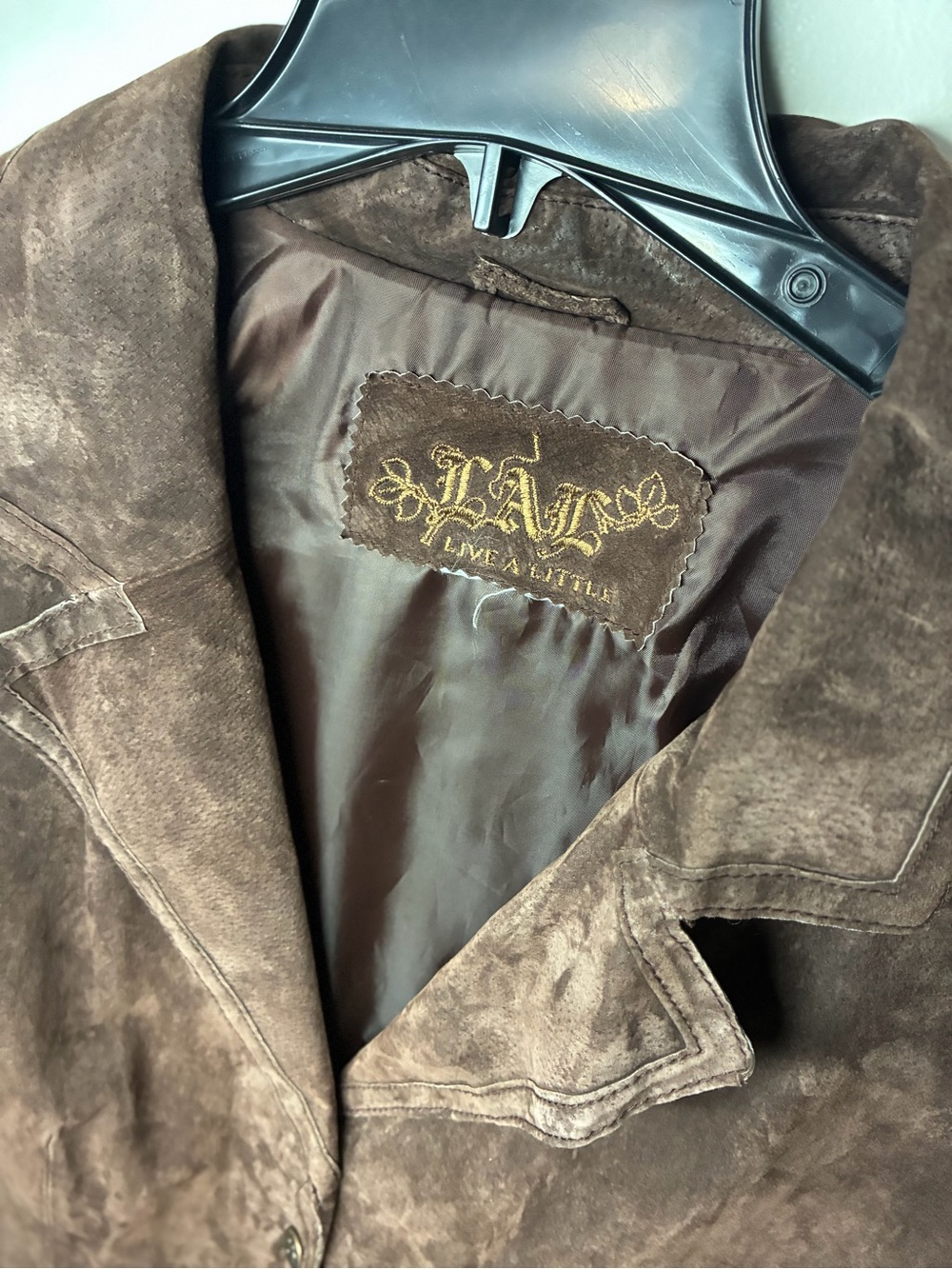 Retro Suede Button-Front Brown Women's Jacket - Picture 4 of 8